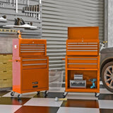 High Capacity Rolling Tool Chest with Wheels and Drawers, 8-Drawer Tool Storage Cabinet--ORANGE W110259203