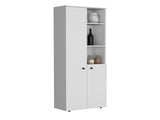 Riner Multistotage 67" H with 5-tier storage shelves and 2 doors, White B097P199734