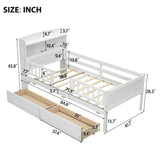 Wood Twin Size Platform Bed with Built-in LED Light, Multi-functional Headboard, Guardrail and 2 N709P243969K