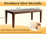 Solid Wood Desk with Drawers, Standing Desk with Smooth Edges, Home Office Desk for Small Spaces, 41863372