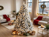 6 Foot Flocked Northern Pine Christmas Tree Artificial Xmas Tree Curved Tips LED Lights Indoor 21296391