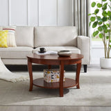 Traditional Round Coffee with Open Storage Shelf,2-Tier Storage Wood Center Circle Accent W1693P216929