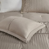 7 Piece Polyester Charmeuse Comforter Set Taupe King B035128911