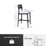 Modern Outdoor 2PC Bar Stools, Aluminum Patio Bar Chair with Ergonomic Backrest, Tapered Legs, W1886P300268
