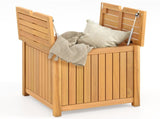 Solid Acacia Wood Outdoor Side Table with Umbrella Hole, 2-in-1 Storage End Table for Patio Poolside 86228546