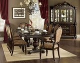 Traditional Formal Side Chairs Set of 2, Cherry Finish with Gold Tipping Jacquard Fabric Upholstery B011P321314