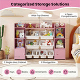 Pink Multi-Functional Kids Storage Shelf - Toy OrganizerBookcase, 56"x12"x39", Anti-Toppling, 35588897