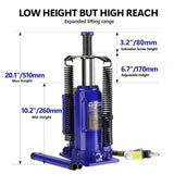 20 Ton Pneumatic Air Hydraulic Bottle Jack with Manual Hand Pump Heavy Duty Auto Truck Travel W1239124011