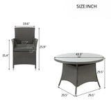 ZUN 5 Piece Outdoor Dining Set All-Weather Wicker Patio Dining Table and Chairs with Cushions, Round 25238581