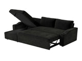 Convertible Corduroy L-shaped Sectional Bed With Storage & Cup Holder Armrest Modern Sleeper 94072464