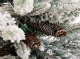 6FT Pre-Lit Flocked Christmas Tree with 42 Real Pine cones & Gold Ribbon Bows, 200 Warm White LEDs 8 N704P526149J