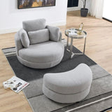 39"W Oversized Swivel Chair with moon storage ottoman for Living Room, Modern Accent Round Loveseat W83489913