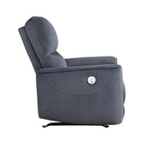 Modern Living Room 1pc Power Rocker Reclining Chair Dark Gray Velvet Upholstery Solid Wood Frame B011P204079