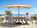 10 x 6.5 FT Square Patio Umbrella, Tilting Outdoor Market Umbrella with 6 Iron Ribs & Iron Pole, 00718129