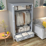 Portable Clothes Closet Rolling Door Wardrobe Hanging Rack Non-Woven Fabric Storage Organizer 89125486