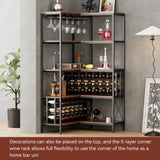 ZUN Corner Wine Rack Bar Cabinet Industrial Freestanding Floor Bar Cabinets for Liquor and Glasses WF325112AAB