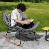 Outdoor Rocking Chair, Patio Egg Rocking Chair, Indoor Papasan Rattan Wicker Lounge Chair for Patio, 87826856