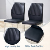 Luxury Simple Chair - Set of 4 BLACK PU Material High Resilience Dining Chair with Metal Silver W1151P282690