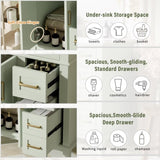 30" Bathroom Vanity with Ceramic Sink, Modern Storage Cabinet with Soft-Close Doors, Deep Drawer & N729P276610F