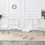 A set of 4 white PU material bow-shaped chairs - Adding fashion to minimalist and contemporary home W3226P279081