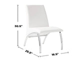 Set of 2 Padded Leatherette Side Chairs in White and Chrome B016P156850