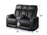 Fortuner Modern Style Upholstery Recliner Loveseat Made with Wood & Massage Function Included-Black B009P287716