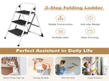 3-Step Folding Ladder - 330lbs Capacity, Anti-Slip Steps & Foot Pads, Lightweight Space-Saving 78861394
