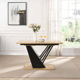 61.81 inch Extendable Dining Table, Modern Geometric Rectangular Table with Sturdy Metal W2317P251956