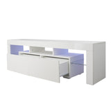 ZUN Modern White TV Stand, 20 Colors LED TV Stand w/Remote Control Lights W33131188