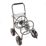 ZUN Garden Hose Reel Cart - 4 Wheels Portable Garden Hose Reel Cart with Storage Basket Rust Resistant W227P194231