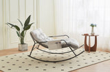 Rocking Chair with Extra-Wide Technical leather Upholstered Gliding Chair Boucle Reclining Chair, W2516P282504