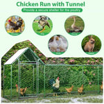 ZUN 16x3FT Metal Chicken Coop Run Backyard Hen House Poultry Habitat Cage w/Cover W2505P151985