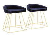 Contemporary Counter Stool in Gold with Blue Velvet - Set of 2 B202P221840