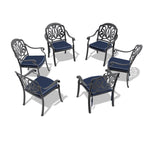 ZUN Cast Aluminum Patio Dining Chair 6PCS With Black Frame and Cushions In Random Colors W1710P166053