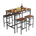 ZUN Bar table set 5PC Dinging table set with high stools, structural strengthening, industrial style. W1162126311