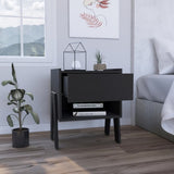 Joy Nightstand , End Table, Side Table Four Legs, One Open Shelf, One Drawer -Black B07091917