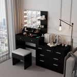 ZUN Large Makeup Vanity with Lights, Vanity Table with Charging Station, Vanity Desk with Mirror and 10 85628342