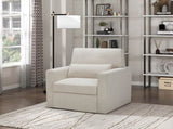 1pc Swivel Chair Plush Cushioned Seat Beige Boucle Upholstery Ergonomic Design Solid Wood Modern B011P304429