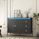 ZUN Buffets & Sideboards, Fluted Sideboard Cabinet, 2 Door 3 Drawer Design, with Led Lights,Acceent W1321P204628