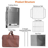 Foldable Camping Wood Burning Stove with Grill, Camp Stove Collapsible Backpacking Survival Stove 23320873