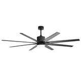 ZUN 76 Inch Ceiling Fan with 18W Dimmable LED Light Remote Control 8 Solid Wood Blades Black for Living W882P181684