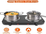 Double Burner Electric Hot Plate, 2000W Fast Heating with 5 Temperature Levels, Portable Stainless 85618233