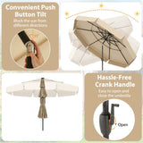 10 foot beige terrace umbrella with solar powered LED lights and multi-layered ventilated roof 63655933