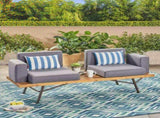 Outdoor Acacia Wood 2 Seater Sofa with Metal Legs for Garden Patio 62255.00TFNH