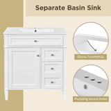 30'' Bathroom Vanity with Top Sink, Modern Bathroom Storage Cabinet with 2 Drawers and a Tip-out N710P250194K