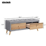 ZUN Upholstered Wooden Storage Bench with 2 Drawers For Bedroom,Fully Assembled Except Legs and 11772182