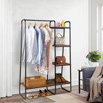 ZUN Clothes Rack with 5 Wood Shelf, Freestanding Rack,Garment Rack, Standing Metal Sturdy 50851359