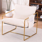 2 Sets 1 Case, Upholstered Hanging Armchair with Arm PocketsMetal frame, gold-plated craftsmanship, 91282753