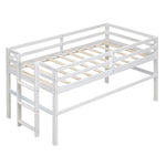 ZUN Wood Twin Size Loft Bed with Side Ladder, Antique White WF312787AAK