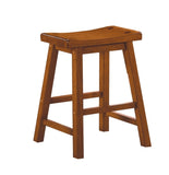 Casual Dining 18-inch Height Saddle Seat Stools 2pc Set Solid Wood Oak Finish Home Furniture B01151971